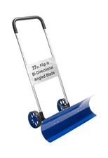 Efficient Snow Pusher, Snow Plow Shovel with 37-Inch Reversible and Bi-Direct...