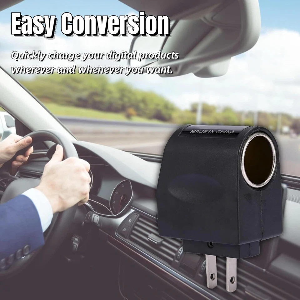 New 110V - 240V AC Plug To 12V DC Car Cigarette Lighter Converter Socket Adapter - Image 4 of 4