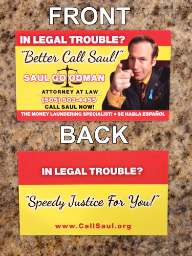 Breaking Bad - Saul Goodman "Better Call Saul" Business Cards! You get 25!