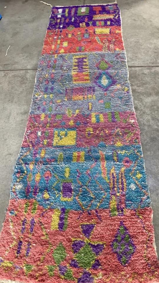 "Alfombra de corredor bereber vintage marroquí Boujaad Runner tribal BJ30 9 pies 10"" x 2 pies 10""" Foto 2 de 4