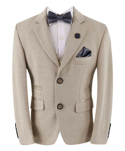 Conjunto de traje de boda formal clásico calce ajustado chaleco blazer de algodón para niños de 2 piezas - Imagen 20 de 49