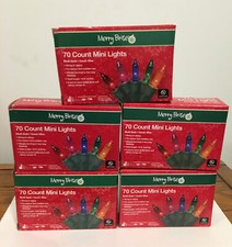 NEW 350 COUNT HOLIDAY CHRISTMAS MINI LIGHTS GREEN WIRE 70 COLORED BULBS PER BOX