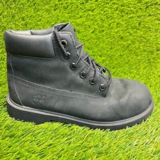 Timberland Premium 6-Inch Boys Size 3Y Black Outdoor Nubuck Waterproof Boots