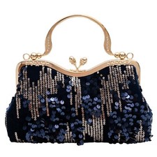 Vintage sequined velvet evening bag flower hardware handbag suitable for banq...