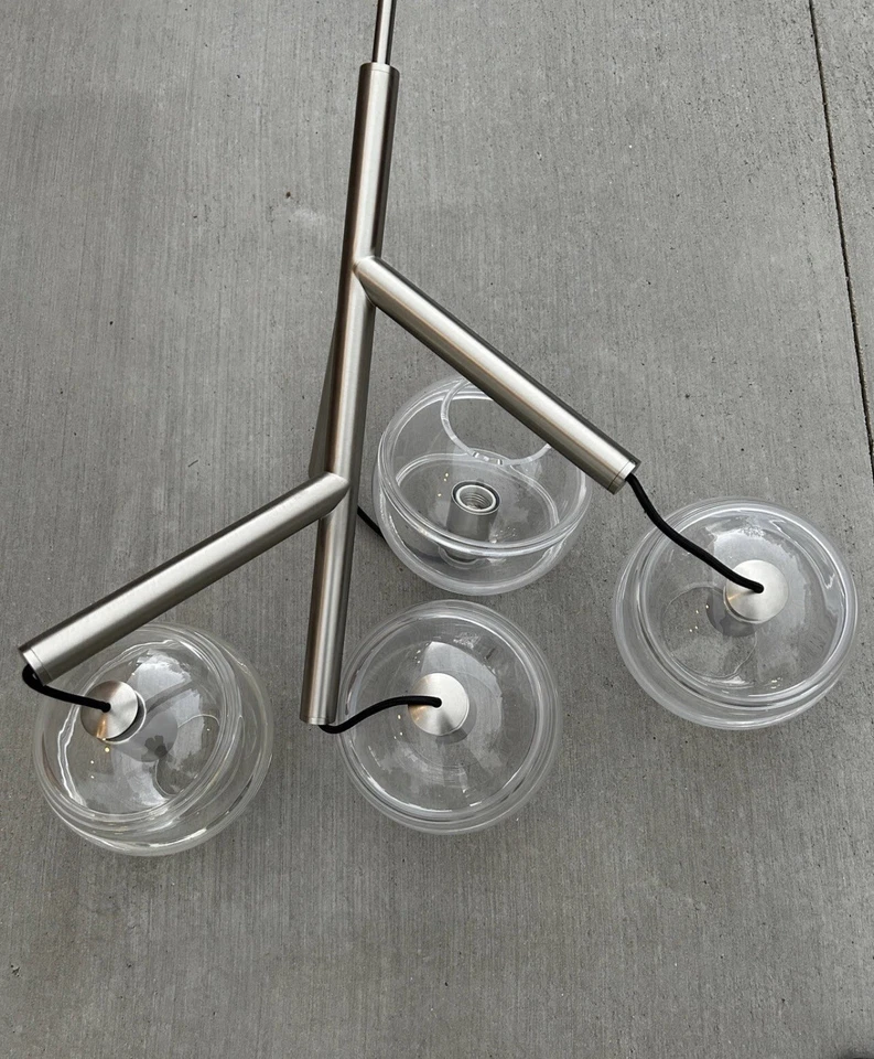 Tech Lighting Sedona Single Chandelier, 4-Light, Satin Nickel, Transparent Glass - Image 4 of 4