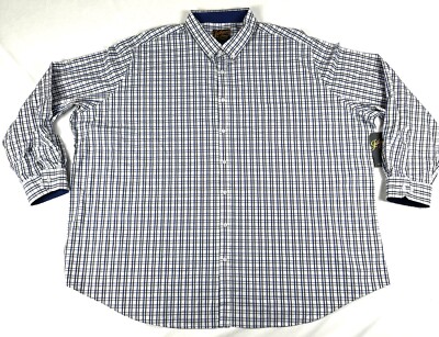 Johnny Bigg Cobalt Long Sleeve Campbell Check Button Up Shirt Men's 5XL NWT