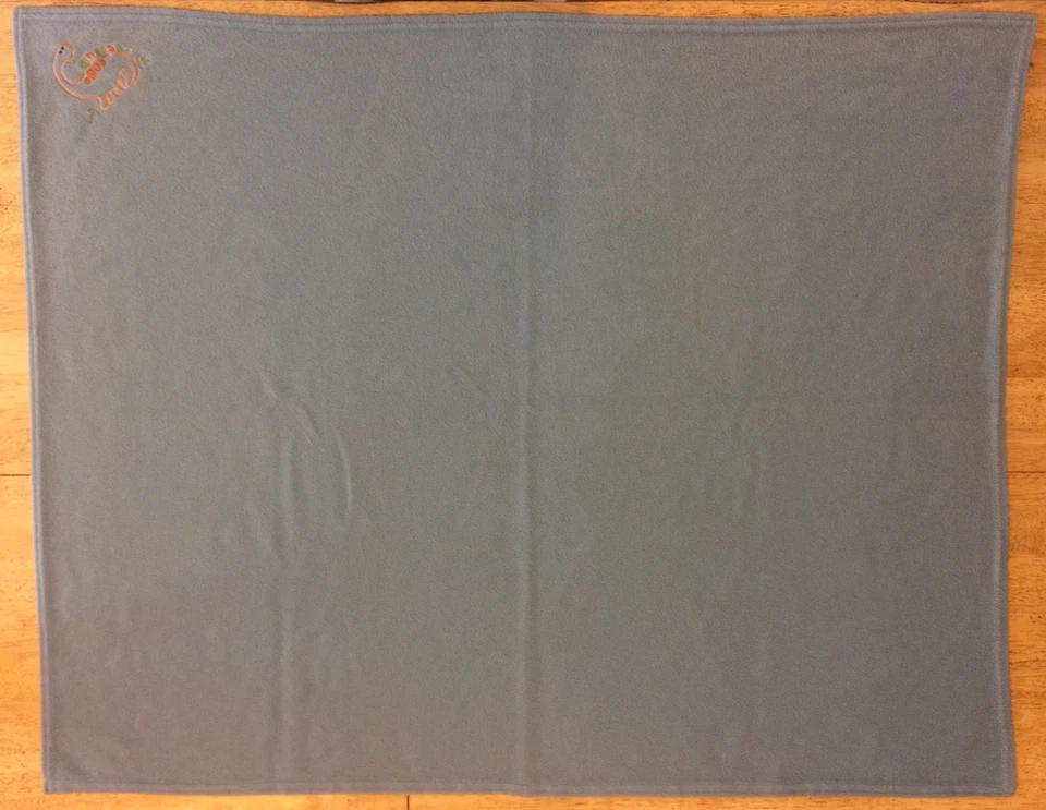 Fisher Price Dinosaur Boys Blue Blanket Fleece Embroidered Orange Brontosaurus - Image 3 of 4