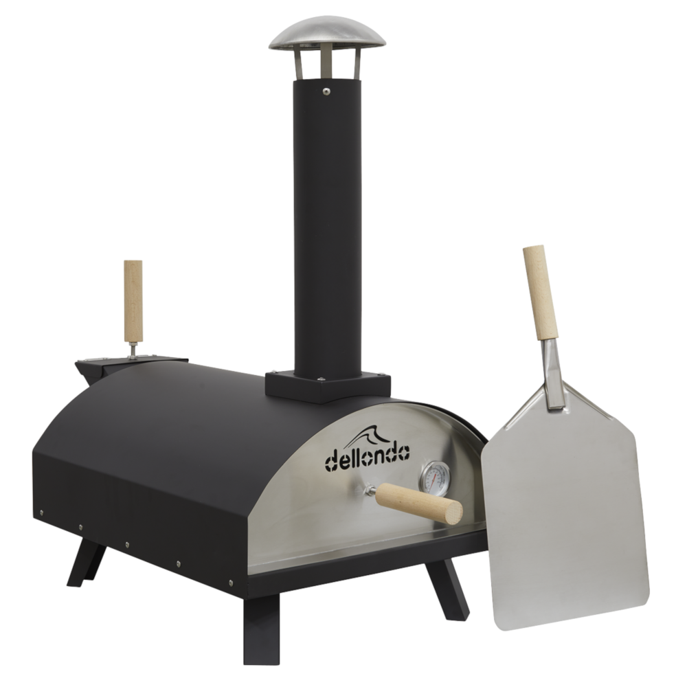 Portable Pizza Oven 14"", Wood-Fired Meat Smoker Cooker, Black Dellonda DG10 A