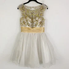 ASPEED white and gold beaded homecoming dress