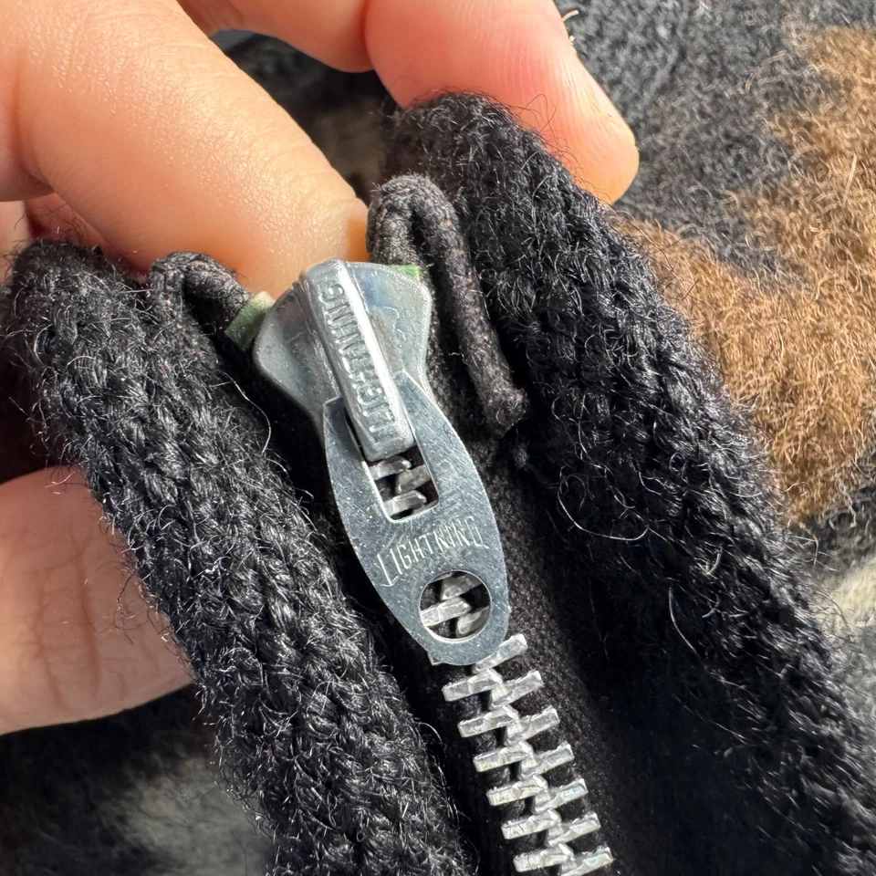 复古 60 年代夹克小号 21x25 无领羊毛马海毛? Western Lightning拉链 — 第 4/4 张图片