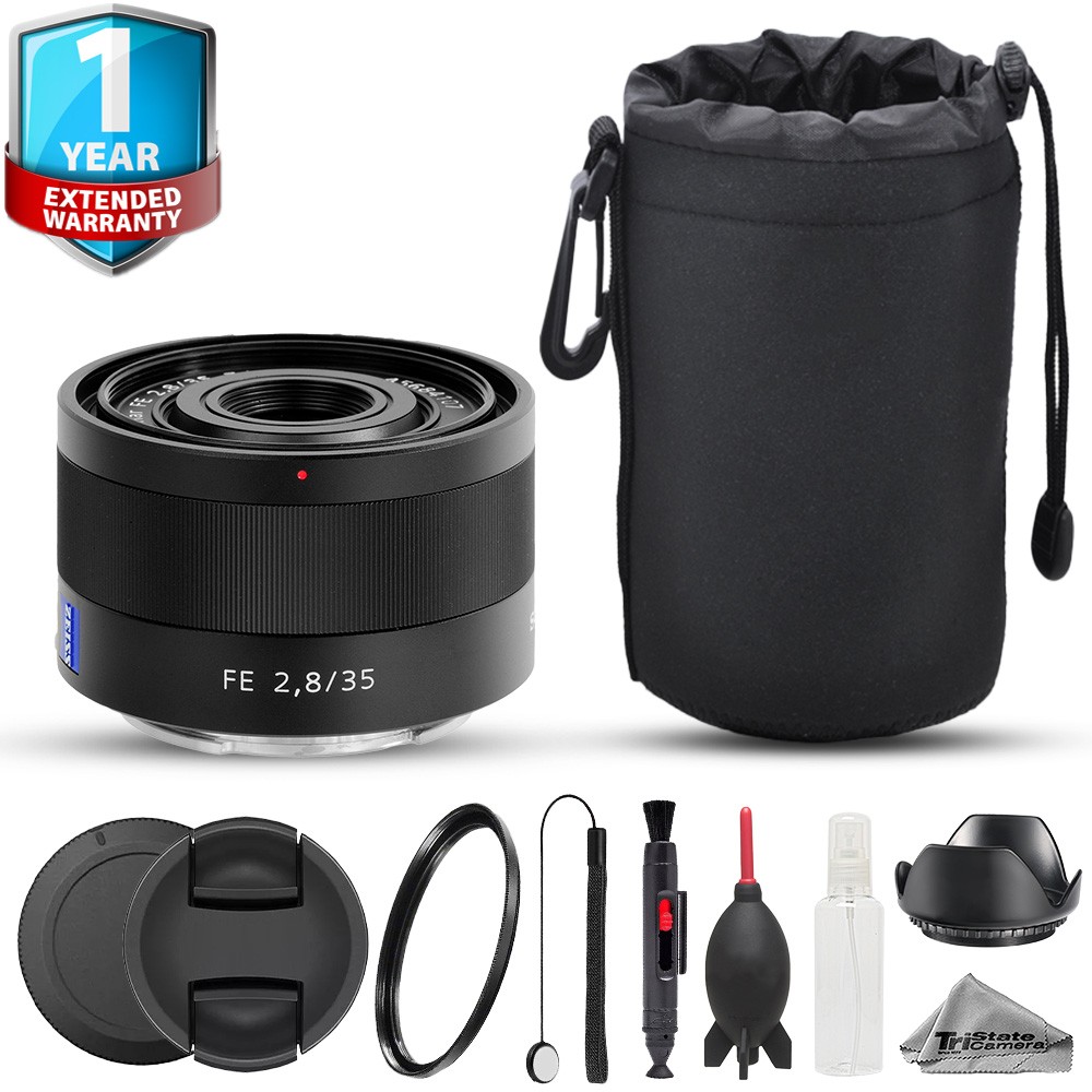 Sony Sonnar T* FE 35mm f/2.8 ZA Lens - 8pc Starter Kit + 1 Yr