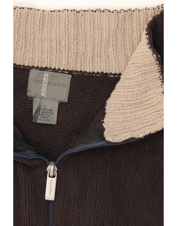 DOCKERS Mens Zip Neck Jumper Sweater Large Black Nylon DJ99 - Image 3 of 3