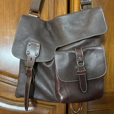 Claudia Firenze Brown Genuine Leather Messenger Crossbody Bag Made In Italy