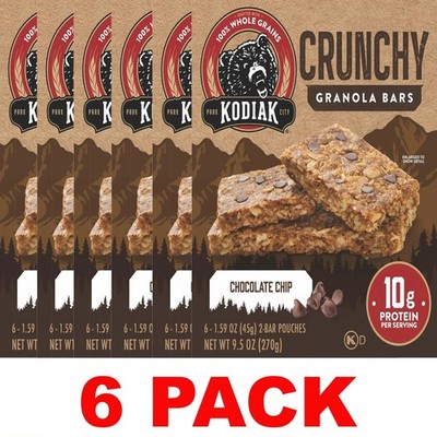 KODIAK Chocolate Chip Crunchy Granola Bars - 6 Bars in 1 Box   6 PACK