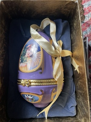 2008 Mr Christmas Musical Egg Ornament Porcelain Valerie Parr Hill Purple