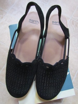 NEW IN BOX Women's earth Buran Azalea Powerpath Black Suede Slingback Shoe sz 10