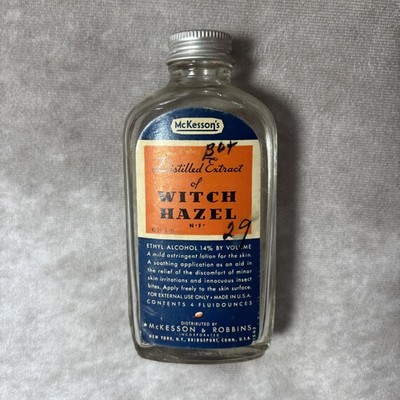 Vintage McKesson's Distilled Extract of Witch Hazel One Pint Bottle 1940 s-50 s