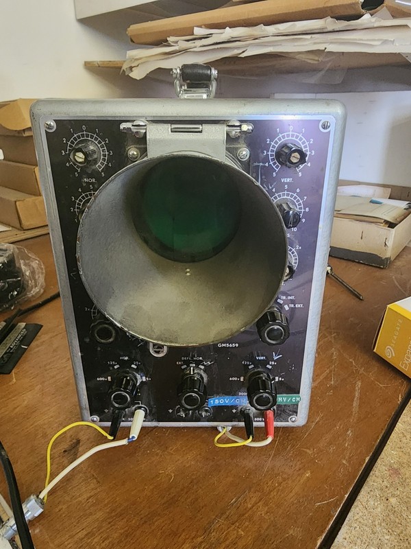Vintage Philips GM5659 Oscilloscope CRT Tube Industrial Science Decor 1950s RARE