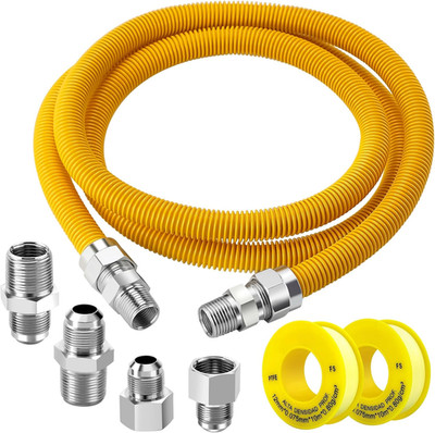72 Flexible Gas Line Kit for Dryer Stove Range Stainless Steel Connector 5/8 OD