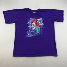 Vintage Disney Little Mermaid T-Shirt Girls Medium Purple Ariel Princess Bubbles