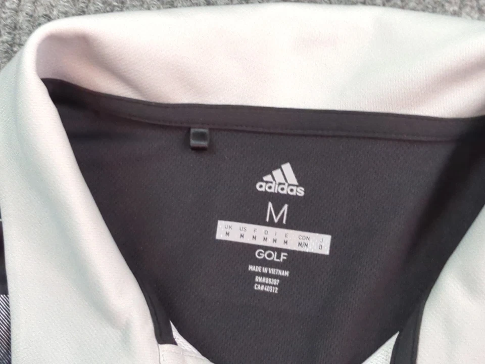 阿迪达斯衬衫男式中号灰色黑色 Polo 高尔夫短袖休闲表演  — 第 3/4 张图片