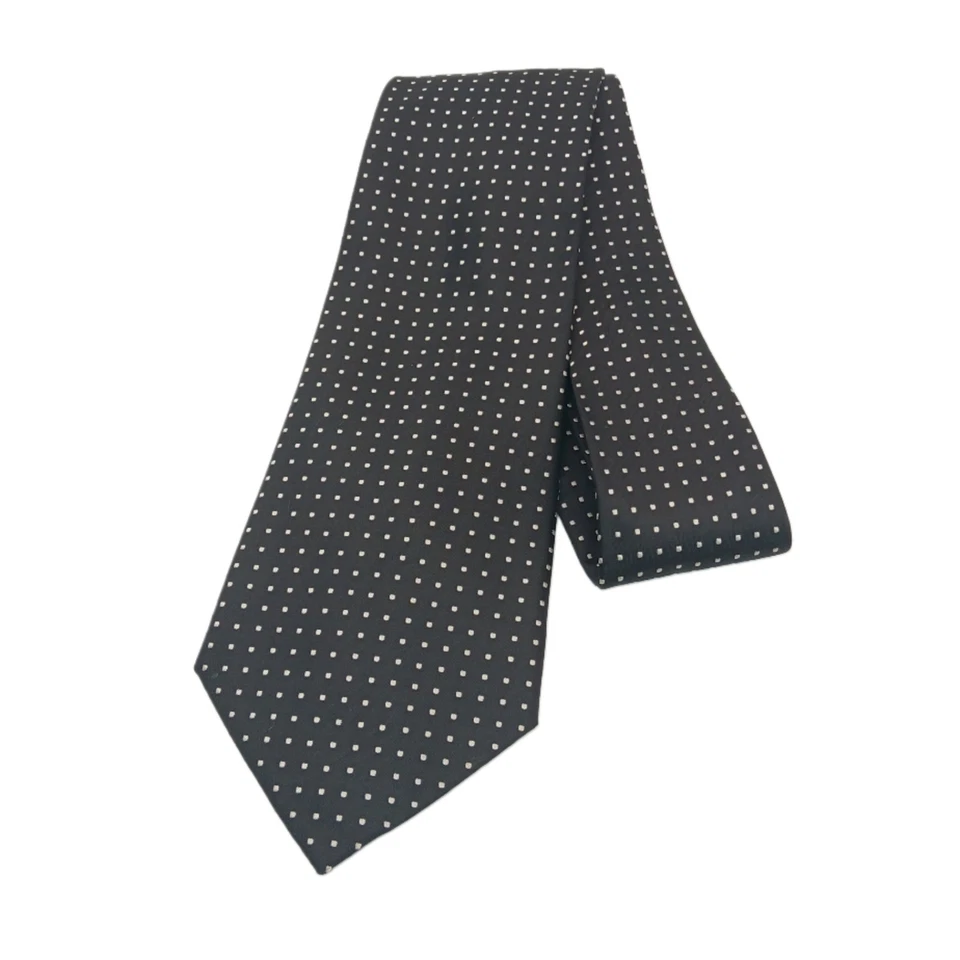 Corbata Van Heusen punto blanco para hombre 60” negra resistente a las manchas moderna elegante ancha nueva Foto 2 de 3