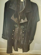 Gothic Mens Frock Coat Trench Victorian Size Medium Velvet Brocade Style Pinup
