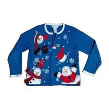 Tiara International Christmas Sweater Collection 2004 Snowman Full Zip Medium