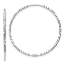 14K White Gold 1.25mm Endless Hoop Earrings 0.76g L-30mm, W-30mm for Mom