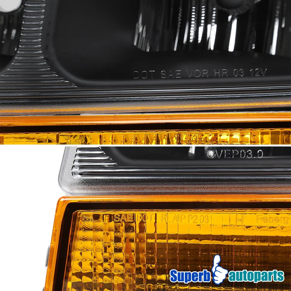 For 2003-2023 Chevy Express GMC Savana Black Headlights Bumper Parking Signal - Image 4 of 4