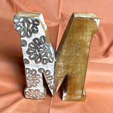 Wooden Decorative Letter "M" Tabletop Home Decor Block, Made in India