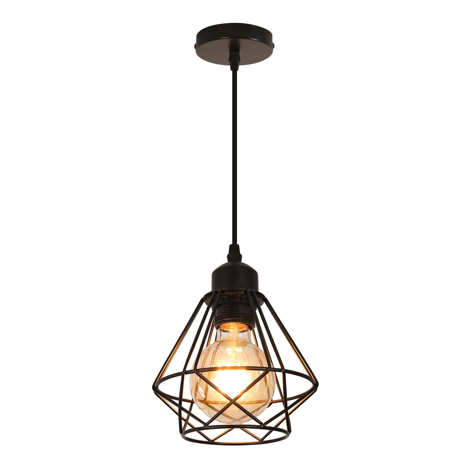 Suspension E27 vintage métal noir pour éclairer un salon sombre avec style