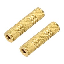 2 Pcs TRS3.5mm Female to TRS3.5mm Female Connector Gold Plating Adapter