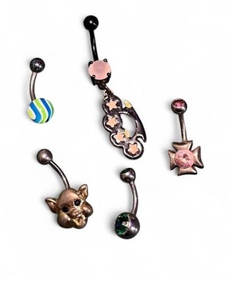 Lot of 5 Vintage Naval Surgical Steel Belly Button Piercing s.