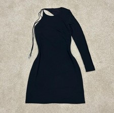 HALSTON Kayleigh One-Sleeve Cutout Jersey Mini Dress Women’s UK 16 / US 12...