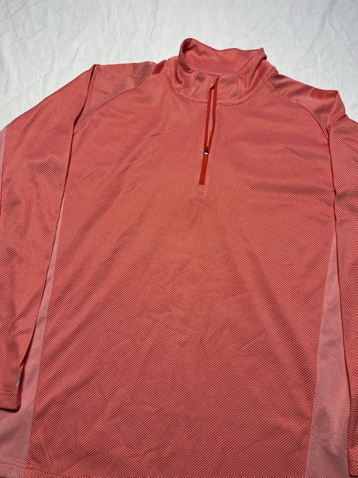 Pullover de golf antiguo XXL coral con cremallera de cuarto manga larga elástico Foto 2 de 4