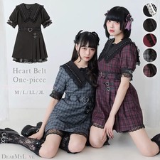 Member Pre-Sale Target Heart Belt Corner Collar Lace-up Dress Jirai New