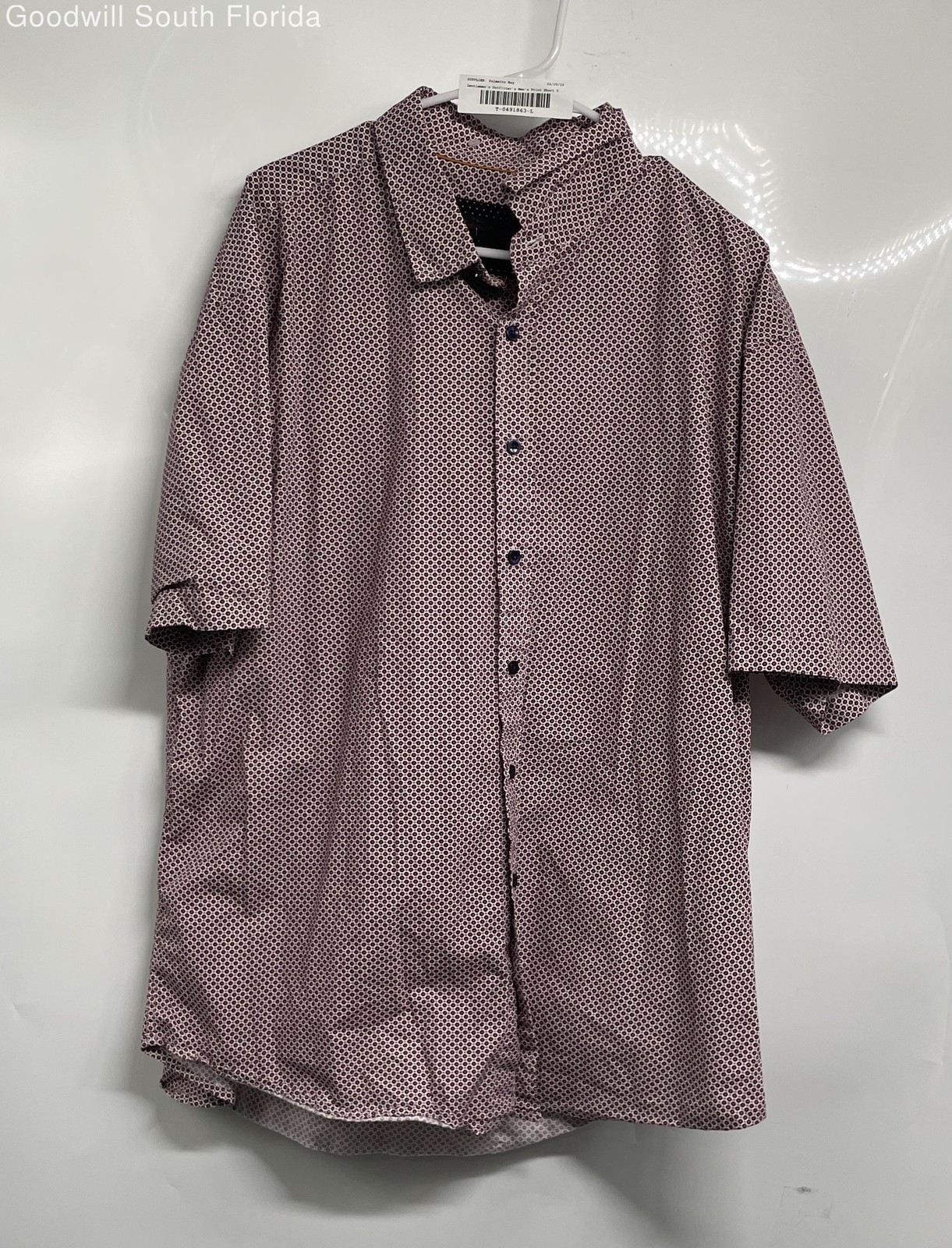 Gentlemen's Outfitters Mens Red Geometric Short Sleeve Button-Up Shirt Size 2X