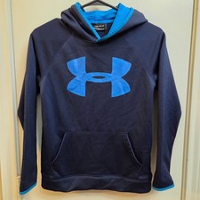 Under Armour Coldgear Navy Blue Hoodie Youth Medium Loose Fit Athletic
