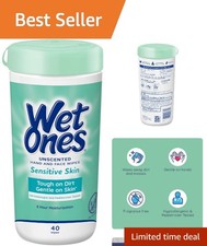 Hand Wipes, Sensitive Skin, Unscented, 40 ct Canister 1 Pack  Hand and face ...