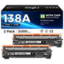 138A Toner Cartridge 2-Black with chip High Yield Replacement for HP 138X W13...