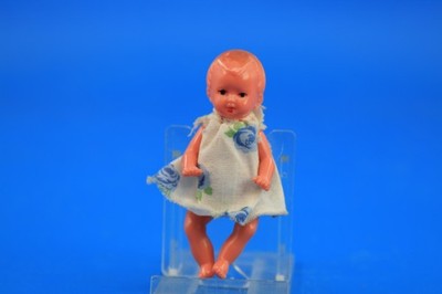Vintage Mini Puppe E.S. Germany 7 cm Kunststoffpuppe mit Kleid Sammlerpuppe