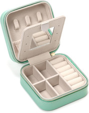 Jewelry Case with Mirror, Small Travel Jewelry Organizer, Portable Mini Storage