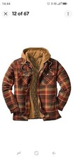 New UK Men Plaid Work Jacket Lumberjack Hooded Flannel Shirt Sherpa Warm Hoodie