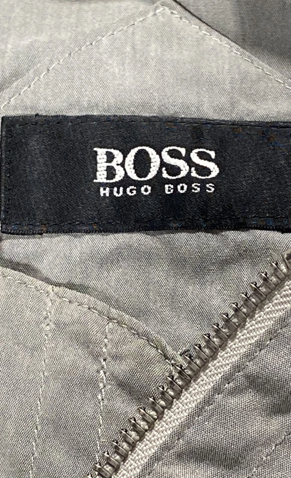 Chaqueta Bomber Vintage Y2K Hugo Boss Gris Rocoso Bordado Cresta Para Hombre Talla XL Foto 3 de 4