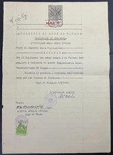 LIBYA , Document with Revenue Stamps 1946