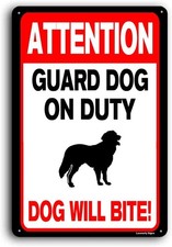Attention Guard Dog on Duty Sign, 8x12 Inch, Aluminum, Beware of 8x12, Sign03