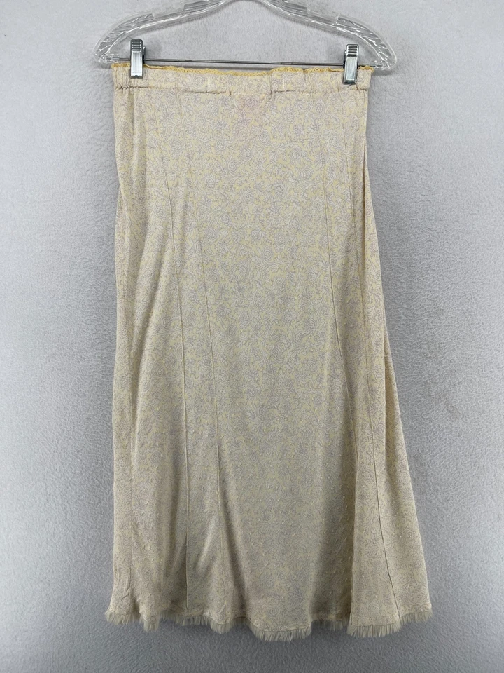 Falda APRIL CORNELL S Barroca Punto Suizo Midi Línea A Flecos Dobladillo Boho Amarillo De Colección Foto 2 de 4