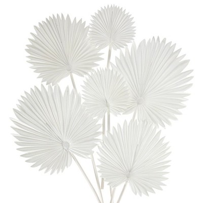 6 PCS PU Foam White Artificial Palm Leaves Faux Tropical Fronds Wedding