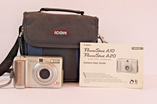 Canon PowerShot A20 2.1MP Compact Digital Camera with 3x Zoom Silver Case & Book